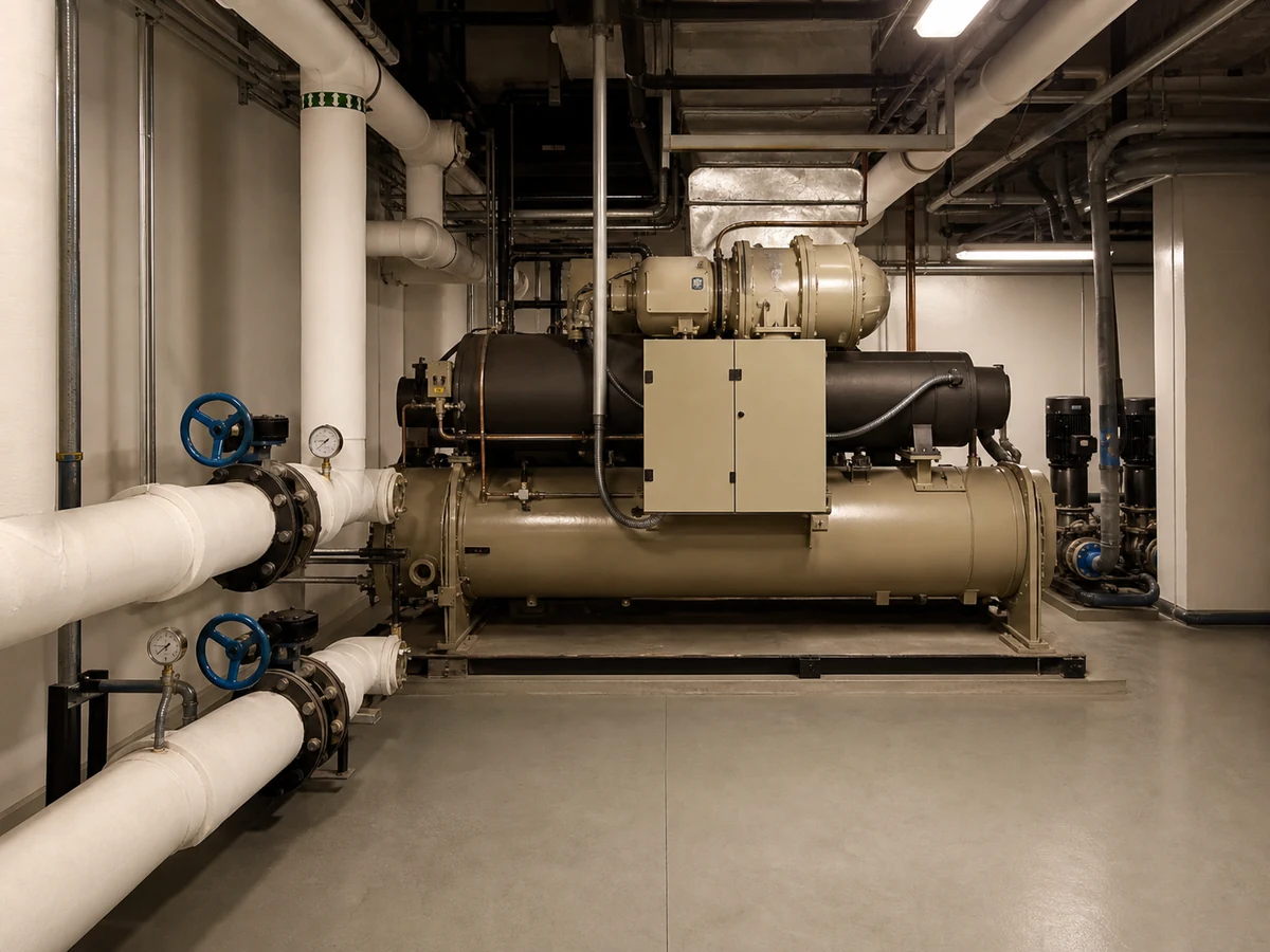 中央冷氣冷水機組及保溫水管實物風格示意圖