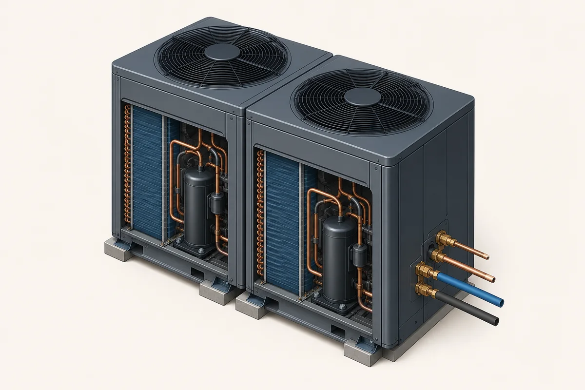 Concept illustration of modular VRV or VRF outdoor plant
