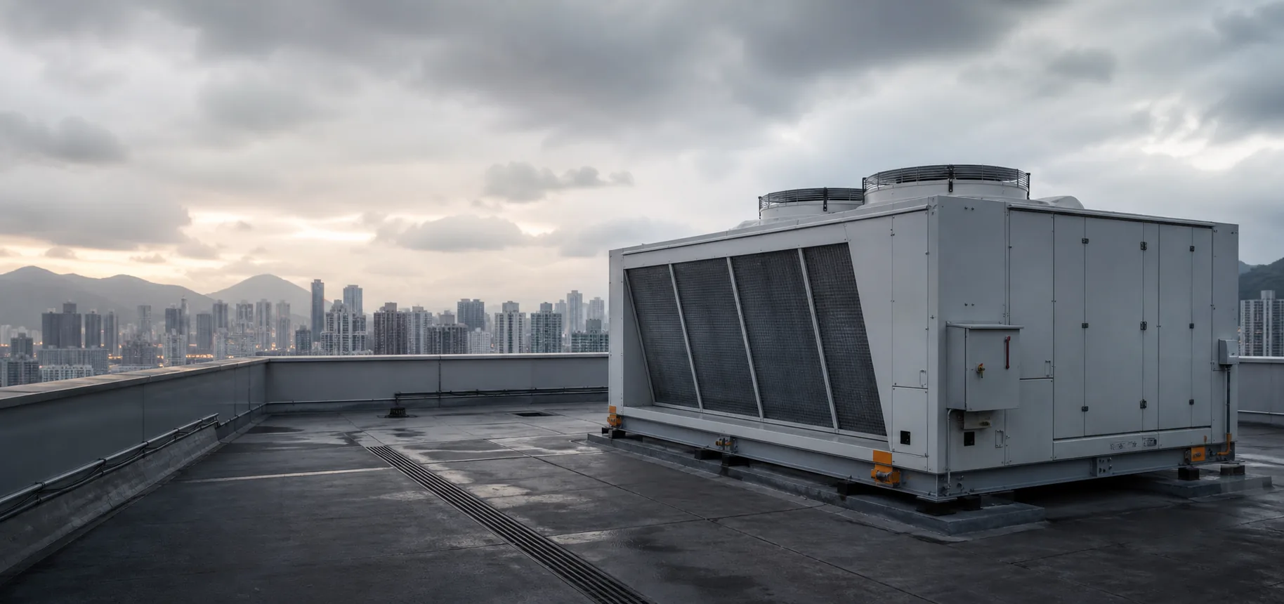 Packaged commercial air-conditioning equipment at roof level