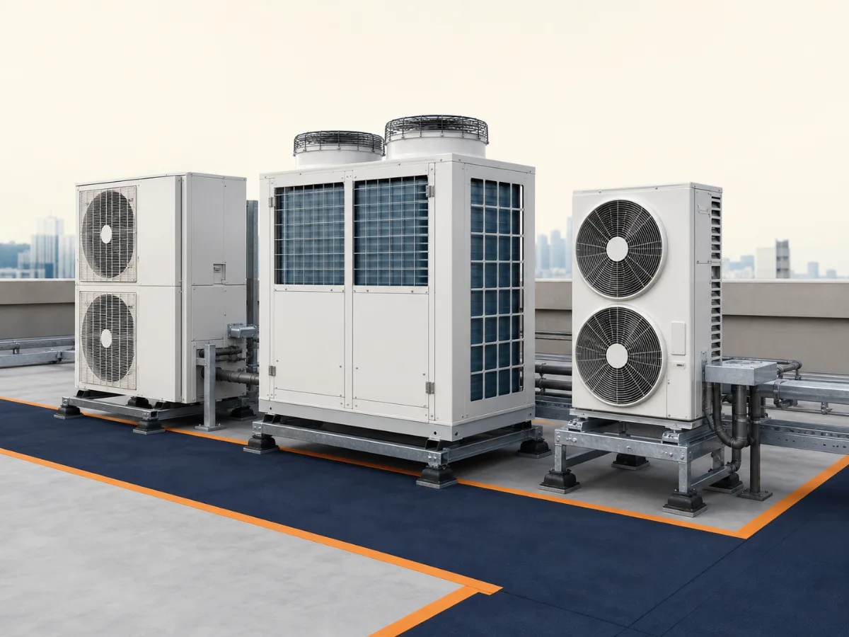 Outdoor and condensing equipment with heat-rejection clearance and working space